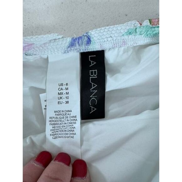 NWT!! "LA BLANCA" Mystic Palms,Shirred Band ,Hipster Bottoms SZ 6,Tropical,Ocean - Picture 3 of 8